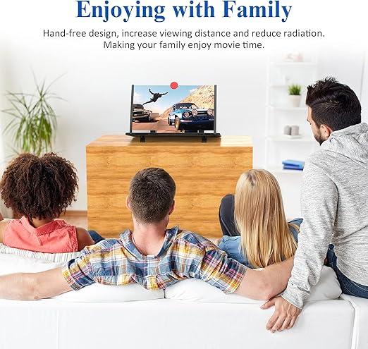 12" Screen Magnifier,3D HD Mobile Phone Magnifier Projector Screen Enlarger for Movies, Videos, and Gaming,Foldable Cell Phone Stand with Screen Amplifier,Supports All Smartphones (Black, 12inch) Folding Protection Cellphone Protector