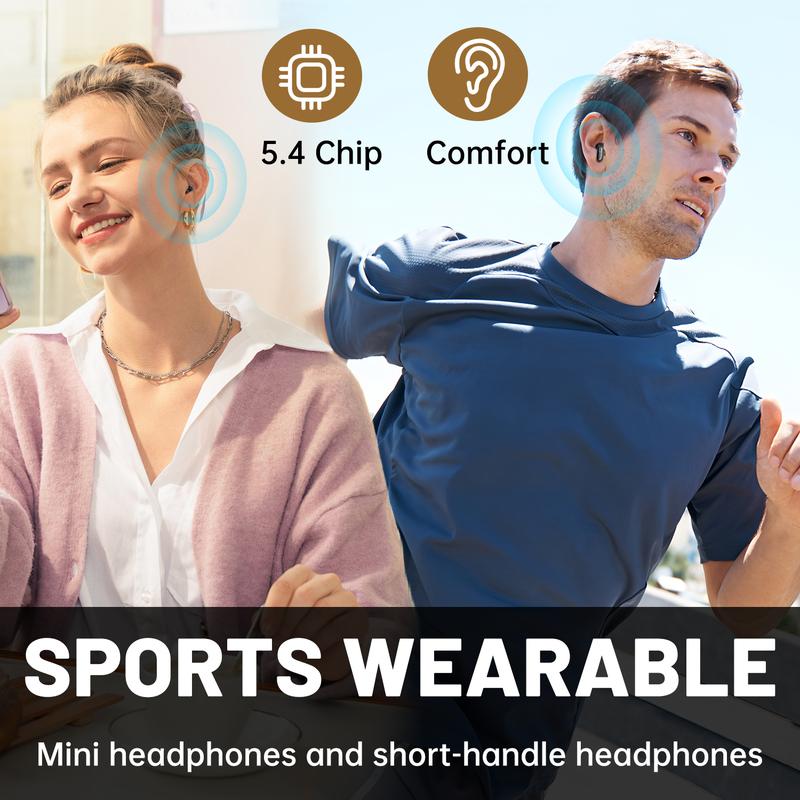 Wireless Bluetooth Headphones，Tiny Size Invisible Earbuds，Waterproof Headsets，With Mic，Sleep and Sports Earphones Set, 2 Pairs, Mini and Short Handle Design，for Work Sport Sleeping