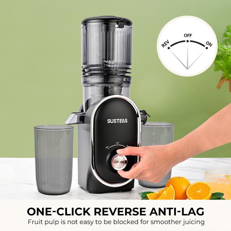 Cold Press Juicer, 5.3 Inch Large Feed Opening, Slow Masticator Chute, For Whole Vegetables and Fruits, High Yield, Easy to Clean Springtok Steel