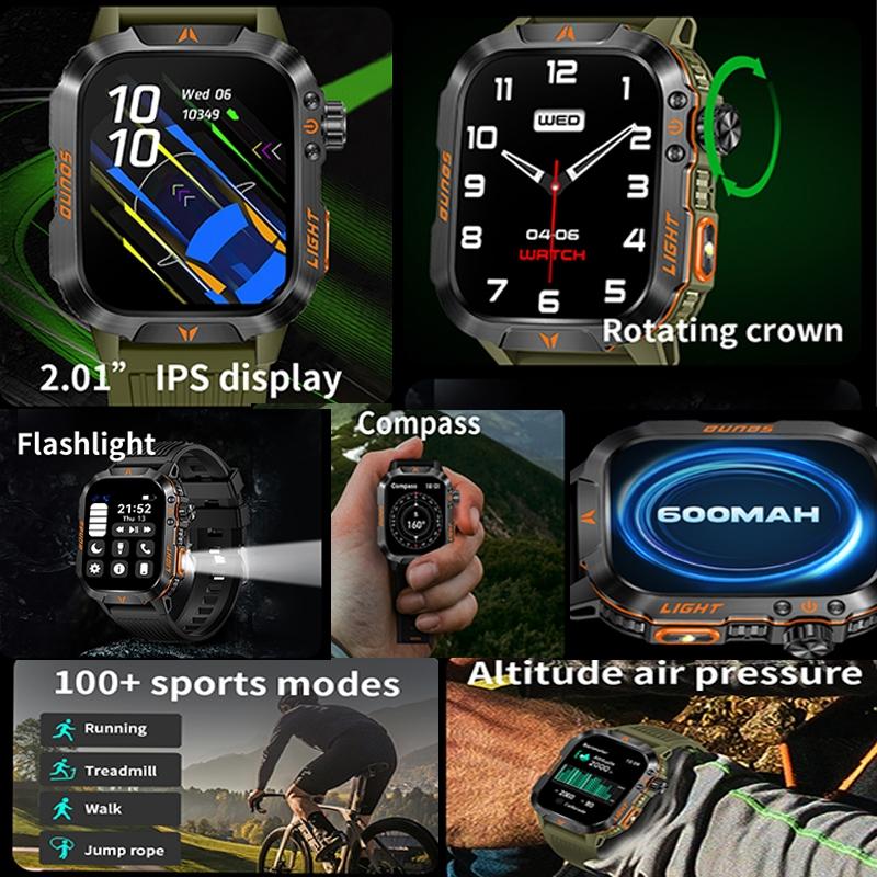 Multi-functional Smart Watch with Flashlight Compass, Fashionable Digital Watch with Heart Rate Monitoring & Sleep Tracking, Sports Watch with Multiple Sports Modes for Women & Men