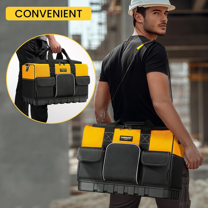 Tool Bag, 20-inch Tool Organisers, 600 Denier Large Tool Bag for Home DIY & Equipment Storage, Yellow and Black