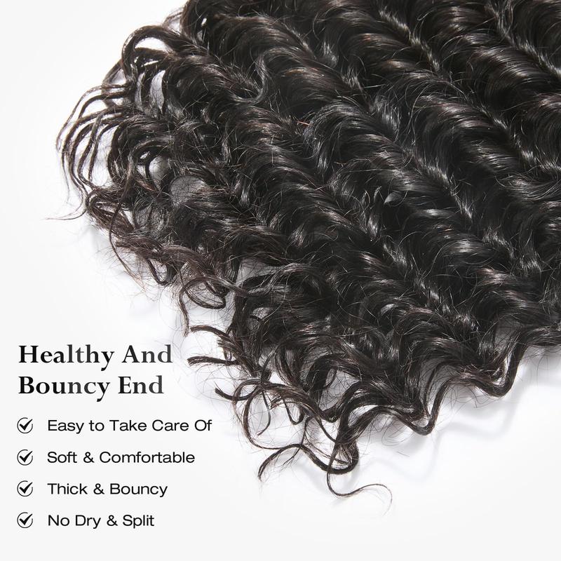 Ashine Vacation Hair 10A Brazilian Virgin 100% Human Hair Deep Wave Deep Curly Bundles Sew In Quick Weave Ponytail Closure Extensions One-directional Cuticles-sleek, Tangle-resistant, and Re-wearable 12-30 Inches Afro Kinky Bulk