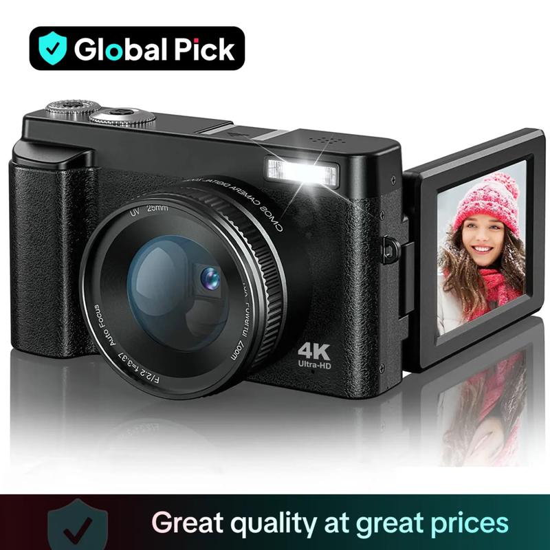 4K Digital Camera for Photography & Video Autofocus, 48MP Vlogging Camera, Compact Camera 16X Digital Zoom with 3.0 Inch Flip Screen, 32G SD Card