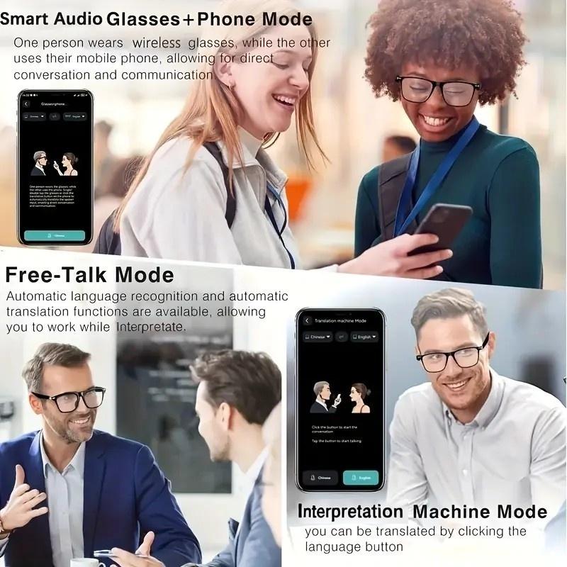 AI Smart Interpretation Glasses - 160 Languages Real-Time Translation | Built-in Chat GPT, HD Voice Calls & HIFI Music | Hands-Free Mic & Speaker | Color-Changing Lenses | Unisex for Daily Use, Sports & Fitness, Riding, Driving, Travel, Work, Study & More