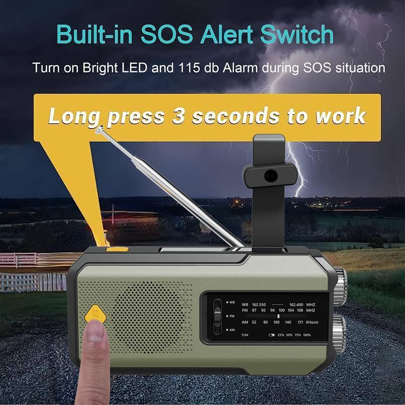 Hand-Crank/Solar Radio, Emergency Audio Radio Equipment with 2000mAh Power Bank & LED Light, Summer Portable Compact SOS Alarm Weather Radio, Multifunctional Radio, Outdoor Essentals, Gift #TOP PICKS
