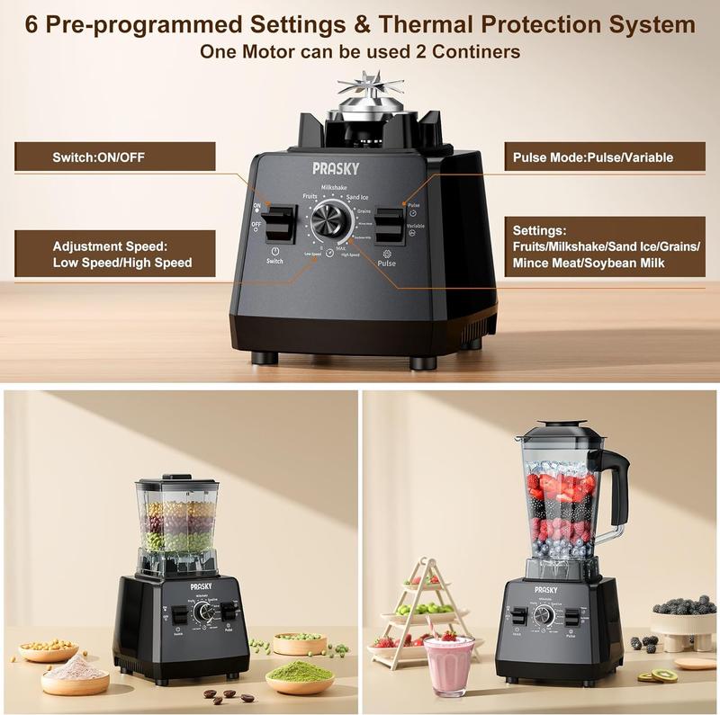 Professional Blender Kitchen for Blender 68oz BPA Free 2 Containers Countertop Blenders Ice Crushing&Max.2400Watts/1000Watts Blender and Grinder Combo 25000RPM , Smoothies/Juice/Nuts BUTTER/Food Processor/Kitchen Appliances /SMARTLIVING