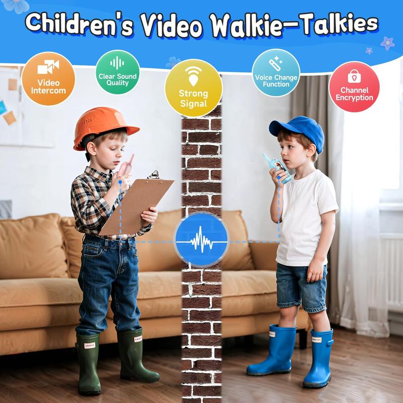 Video Walkie Talkies for Kids, Handheld 2 Pack Rechargeable Video Intercom Kids Walkies Talkies, Indoor Outdoor Toys for Family Games, Outside, Camping, Hiking for Boys Girls Ages 3-12, Christmas gift, Birthday gift, New year gift