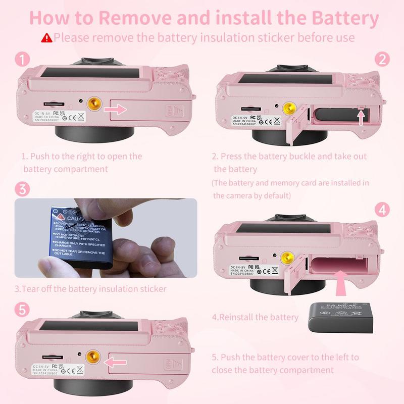 GLOBAL PICK 4K Digital Camera with 180° Flip Screen, 16X Digital Zoom Vlogging Camera, Autofocus Camera, Including Wide Angle & Macro Lens, 32GB TF Card, Ideal Gift Choice, Photographic Kit