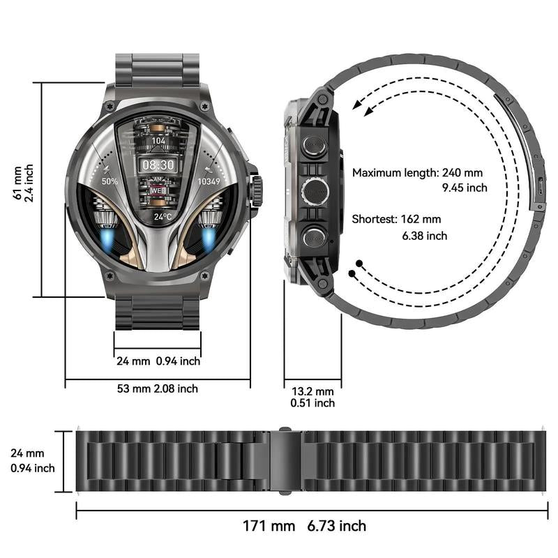 Smart Watches for Men(Answer/Make Call), Health Smart Watch, 1.85" Round Big Screen Fitness Tracker, Waterproof Fitness Watch for Android/iOS Phones