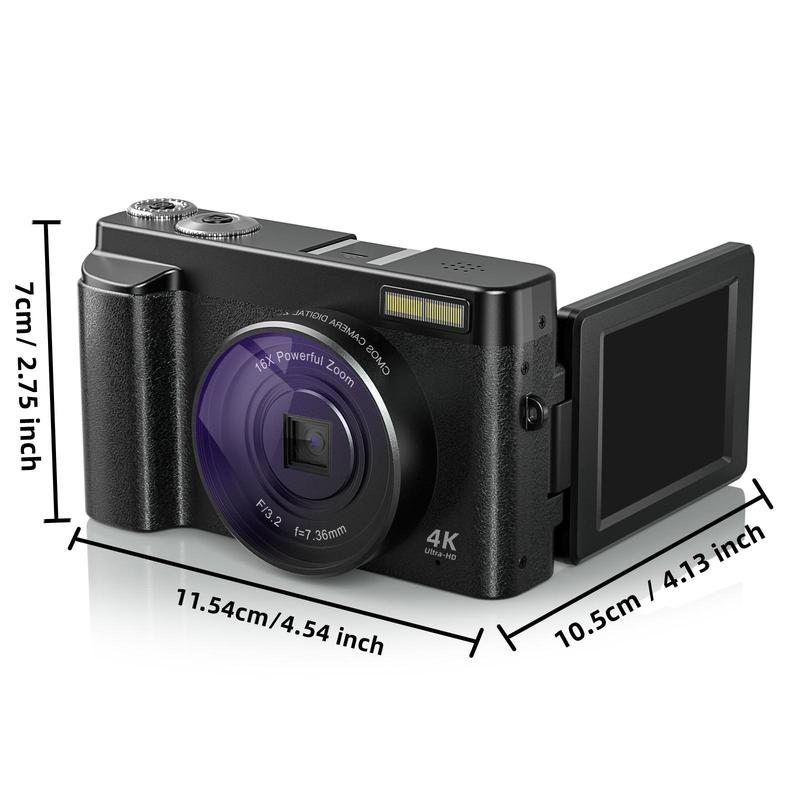 4K Digital Camera for Photography & Video Autofocus, 48MP Vlogging Camera, Compact Camera 16X Digital Zoom with 3.0 Inch Flip Screen, 32G SD Card