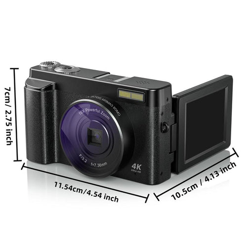 4K Digital Camera for Photography & Video Autofocus, 48MP Vlogging Camera, Compact Camera 16X Digital Zoom with 3.0 Inch Flip Screen, 32G SD Card