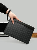 Men's Business All Over Print Zipper Clutch, Fashionable Pu Leather Envelope Clutch for Work & Daily Used, Casual Trendy Versatile High-quality Daily Commuting Bag, Girl Fashionable Shopping Bag