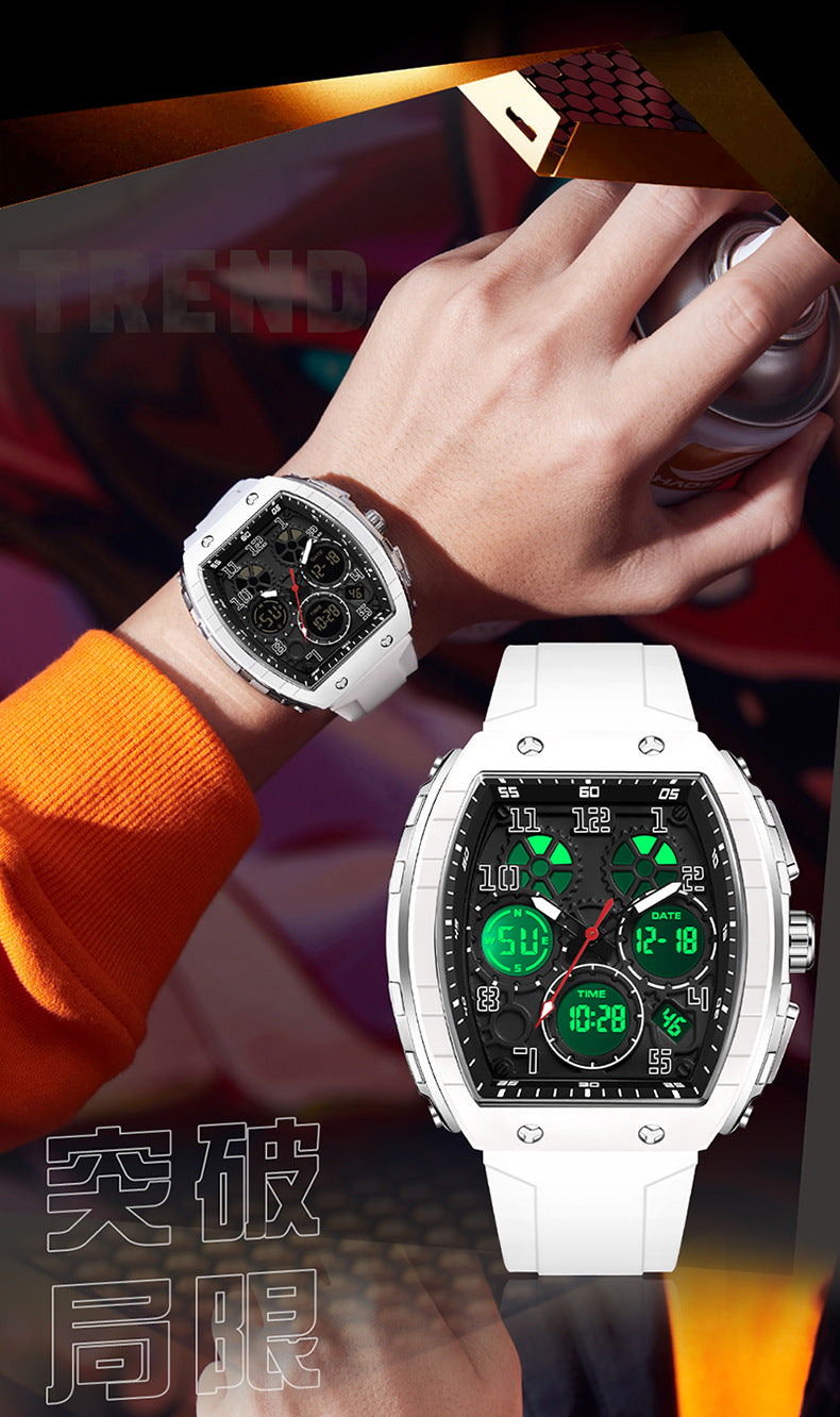 Men's Fashion Digital Analog Watch, Casual Sporty Quartz Digital Watch with Luminous Dial & Alarm Function, Waterproof Watch with Digital Display for Men with Box