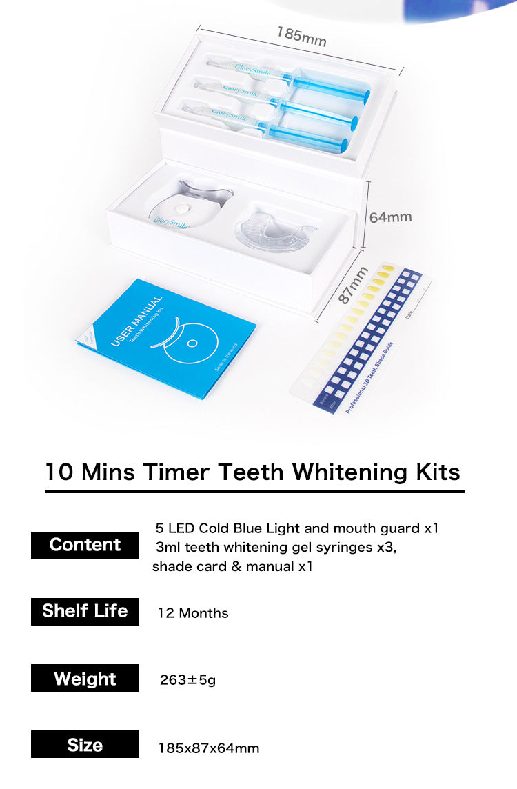 Dental Grade Teeth Whitening Kit w/ 28x LED Light 3 Carbamide Peroxide Gels 10-Min Fast Whitening Non-Sensitive Formula Buy 1 Get 1 Free