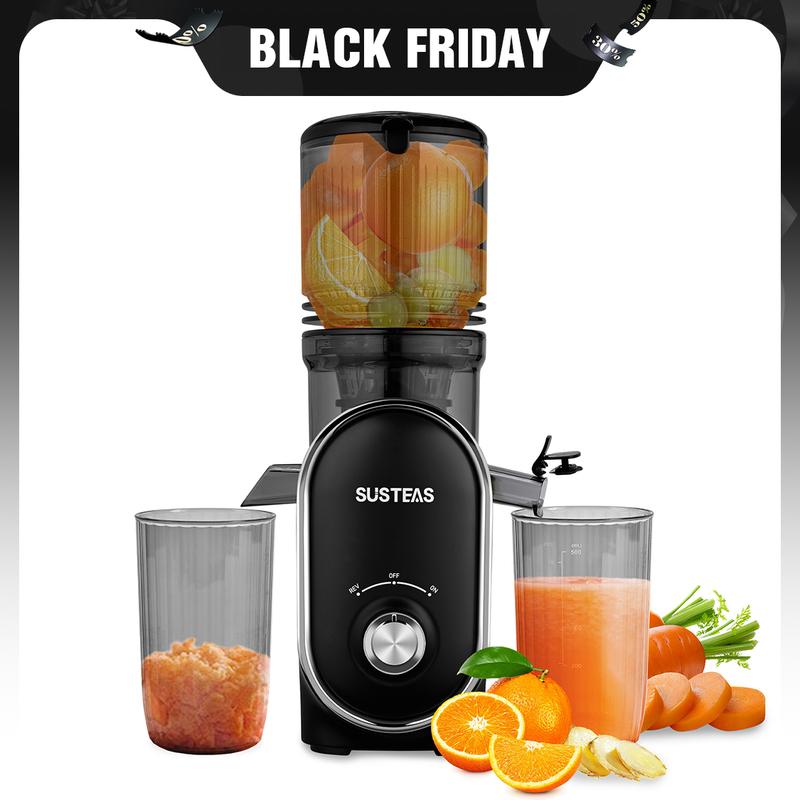 Cold Press Juicer, 5.3 Inch Large Feed Opening, Slow Masticator Chute, For Whole Vegetables and Fruits, High Yield, Easy to Clean Springtok Steel