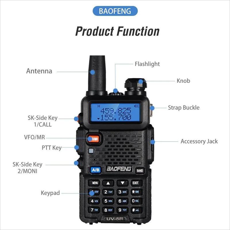 UV-5R Dual Band Two Way Ham Radio Transceiver, Long Range Supports CHIRP Portable Handheld Walkie Talkie