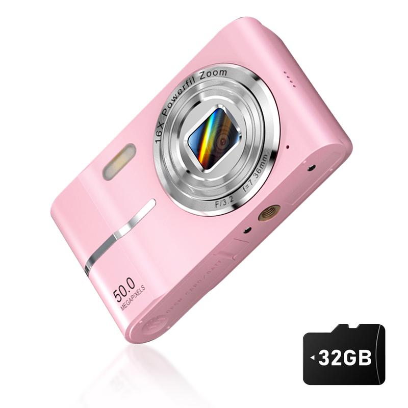 FHD 1080P Digital Camera with SD Card, 16X Digital Zoom, Pocket-Sized Portable Point and Shoot Camera for Teenagers, Students & Adults, Tech Gadgets for Gift