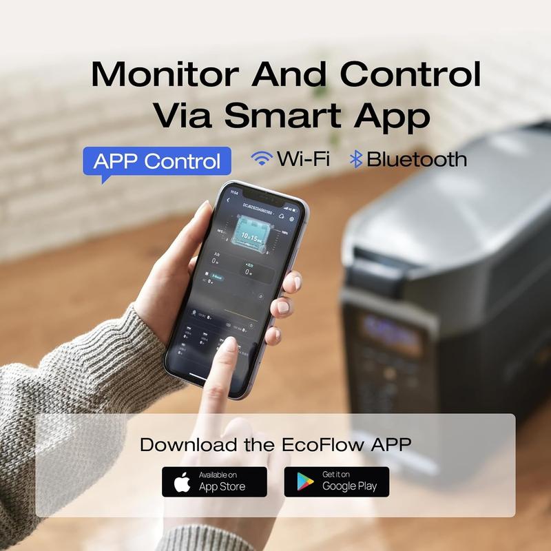 3600Wh, 3600W Output, EcoFlow Portable Power Station, 2.7H to Full Charge, 5 AC Outlets, 120V LFP Battery with Expandable Capacity