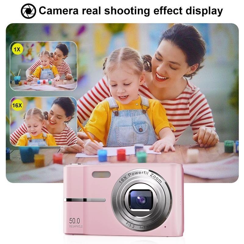 FHD 1080P Digital Camera with SD Card, 16X Digital Zoom, Pocket-Sized Portable Point and Shoot Camera for Teenagers, Students & Adults, Tech Gadgets for Gift