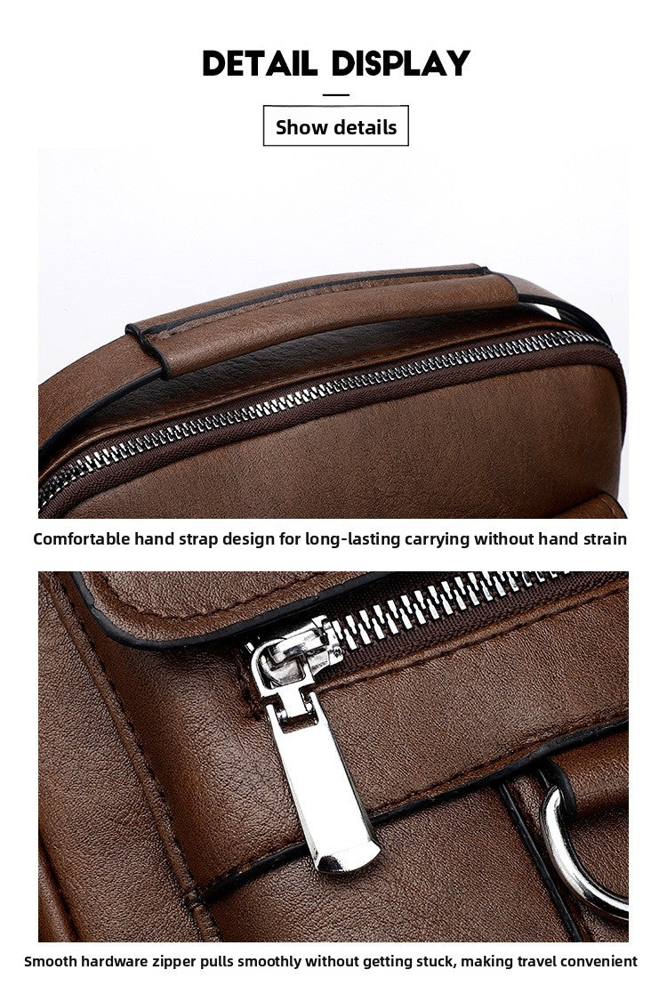 BlackFriday Men's Casual Shoulder Bag, Large Capacity Multifunctional PU Travel Crossbody Bag, Waterproof & Wear-Resistant, Versatile Fashion Bag